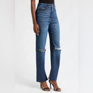 Good American Good Boy Split Hem High Waist Straight Leg Jeans Women’s 4/27